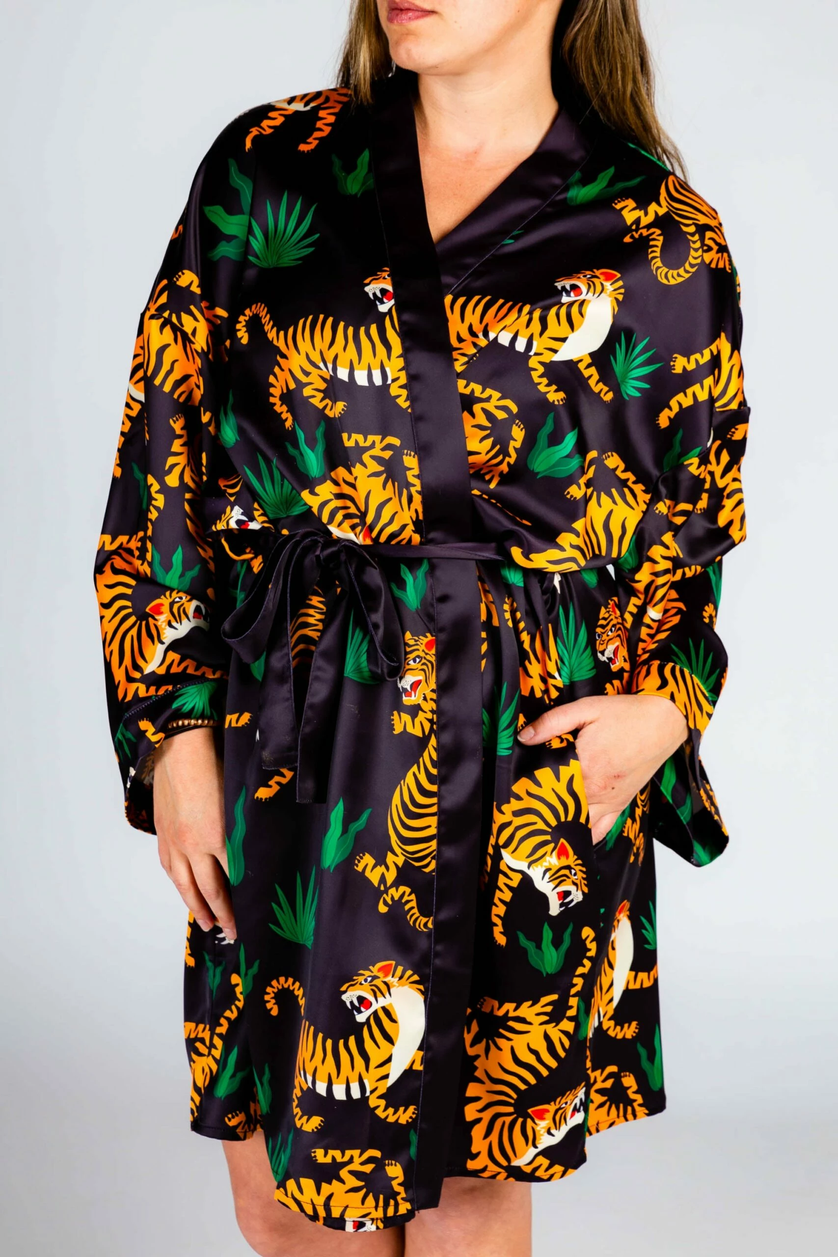 The Tamer | Ladies Unisex Tiger Print Satin Kimono 5 The Tamer | Ladies Unisex Tiger Print Satin Kimono - Image 3