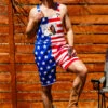 The Screamin' Eagles | American Flag Short Overalls -US Clothing Sales Store 04 28USA Hawaiians 3759