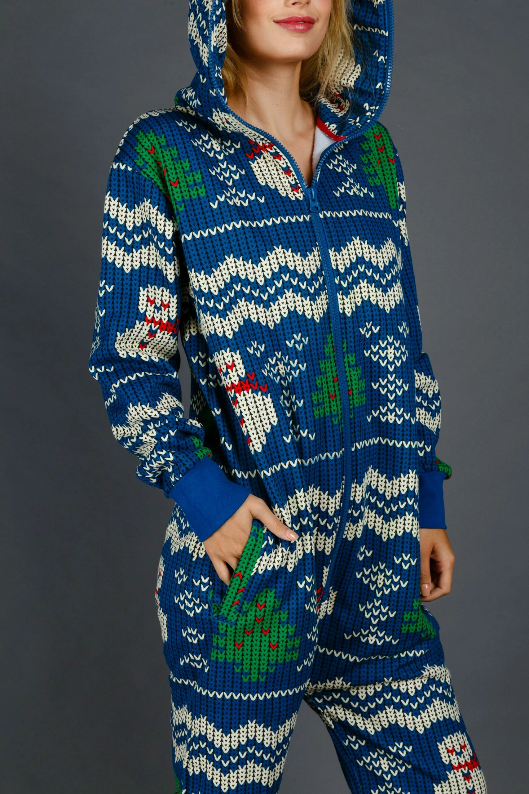 The Eggnog Aficionado | Ladies Unisex Snowman Print Blue Christmas Onesie 6 The Eggnog Aficionado | Ladies Unisex Snowman Print Blue Christmas Onesie - Image 4