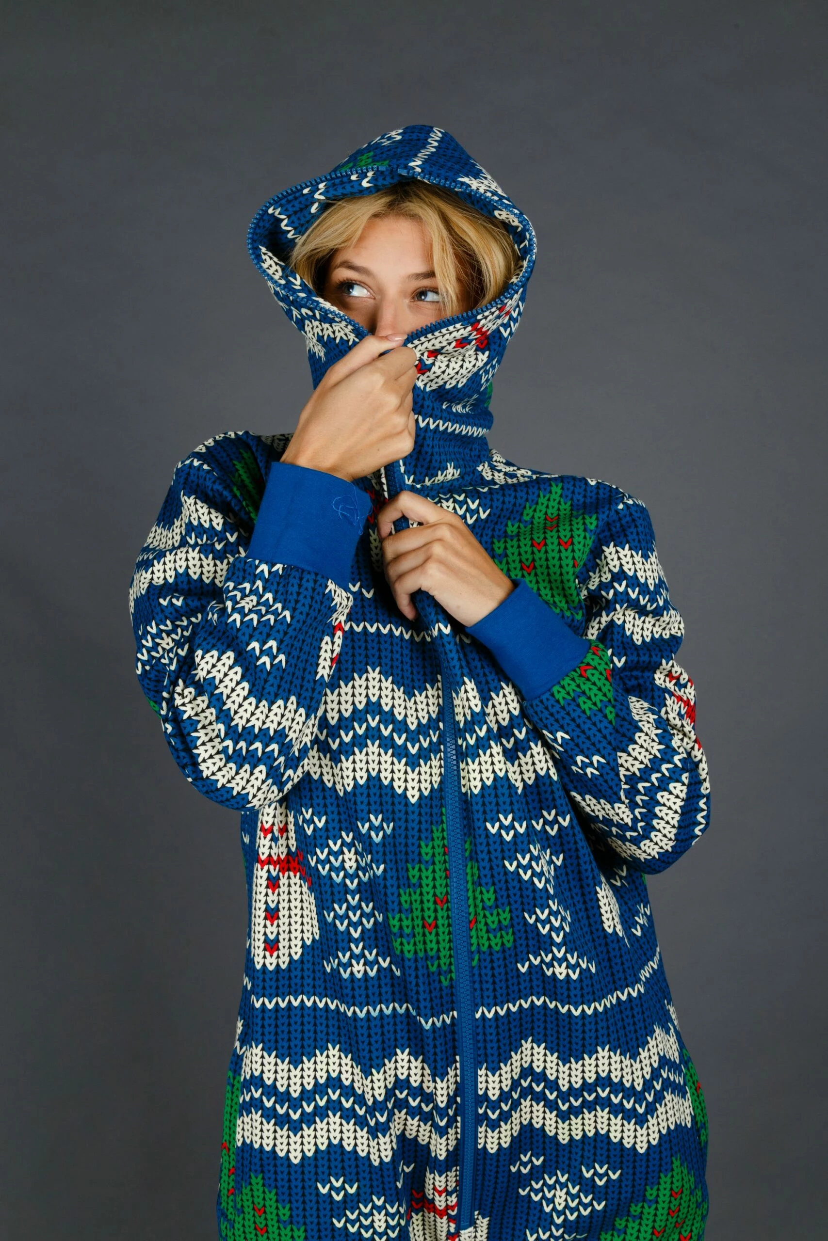 The Eggnog Aficionado | Ladies Unisex Snowman Print Blue Christmas Onesie 4 The Eggnog Aficionado | Ladies Unisex Snowman Print Blue Christmas Onesie - Image 2