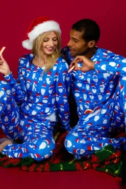 The 50 Shades Of Santa | Mens Blue Santa Faces Christmas Pajama Top -US Clothing Sales Store 08 29 Christmas GuysSuits IMG 4550 2 Edit