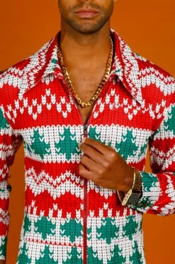 The Red Ryder | Men's Knit Print Christmas Flight Suit -US Clothing Sales Store 08 29 Christmas GuysSuits IMG 4683