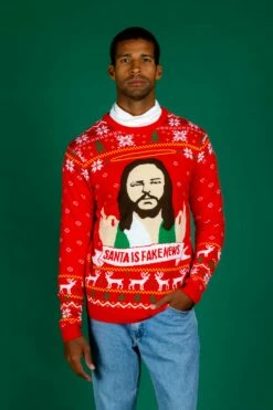 Santa Is Fake News | Men's Jesus Christ Xmas Sweater -US Clothing Sales Store 08 29 Christmas GuysSuits IMG 4703 Edit