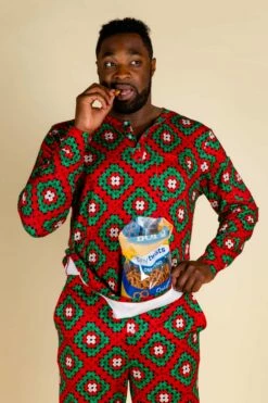 The Quilty Pleasure | Mens Red And Green Quilted Christmas Pajama Top -US Clothing Sales Store 10 01 Christmas Pajamas MLR 8327 Edit