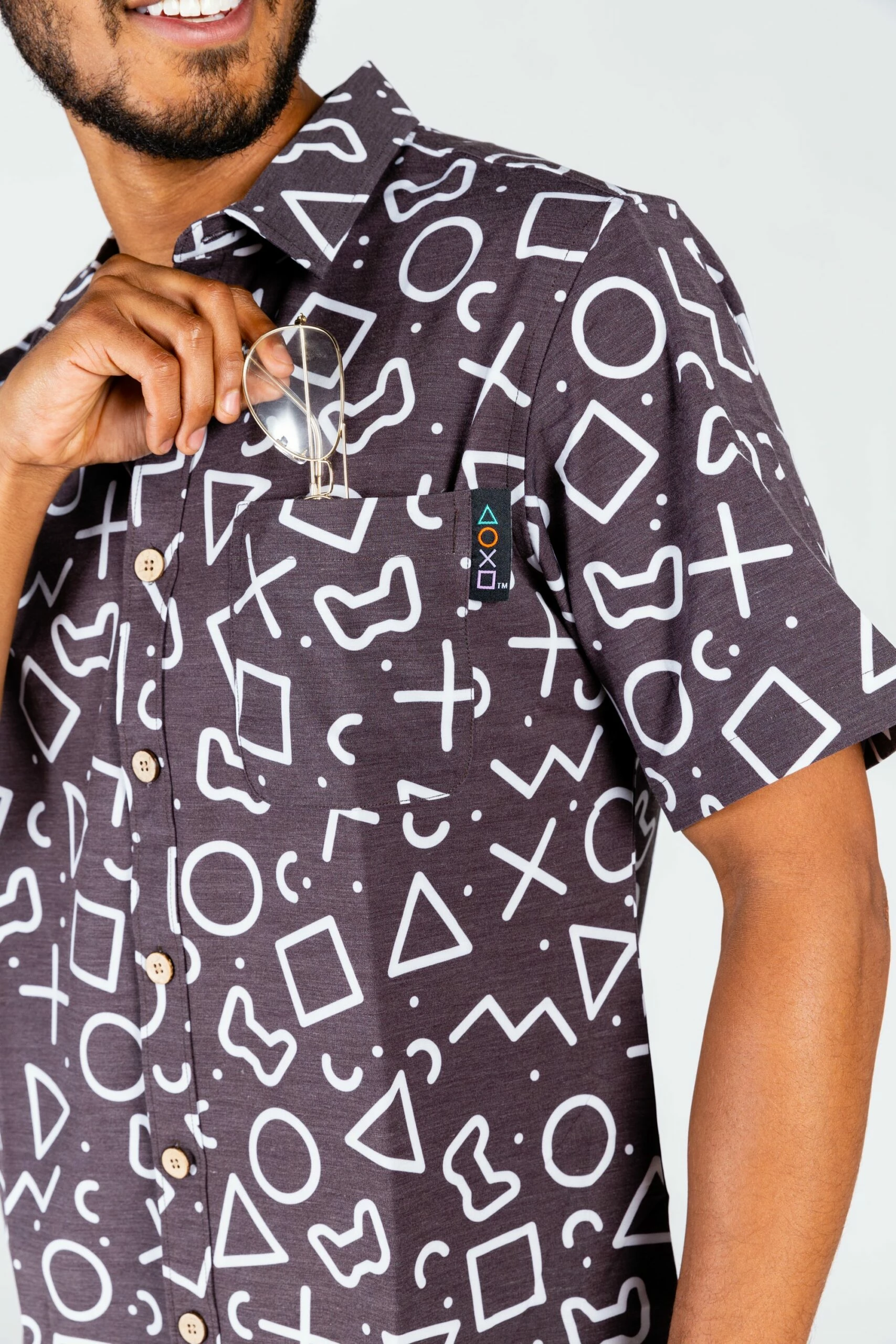 The Loading Screen | Black And White Button-Up Shirt Inspired By Playstation 10 The Loading Screen | Black And White Button-Up Shirt Inspired By Playstation - Image 8