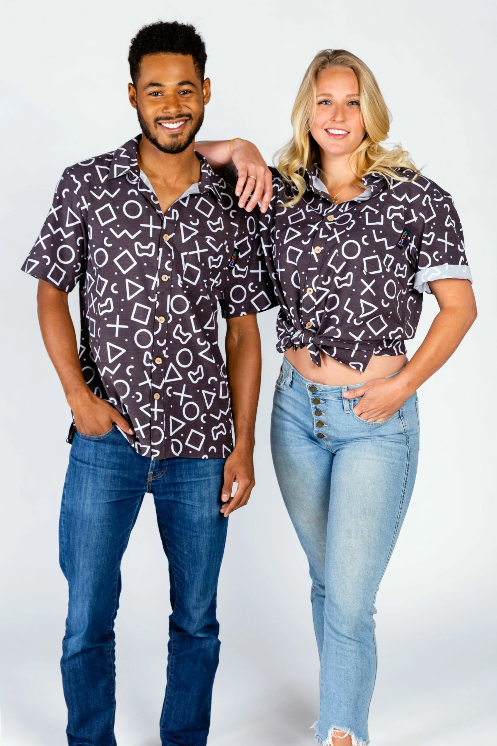 The Loading Screen | Black And White Button-Up Shirt Inspired By Playstation 3 The Loading Screen | Black And White Button-Up Shirt Inspired By Playstation