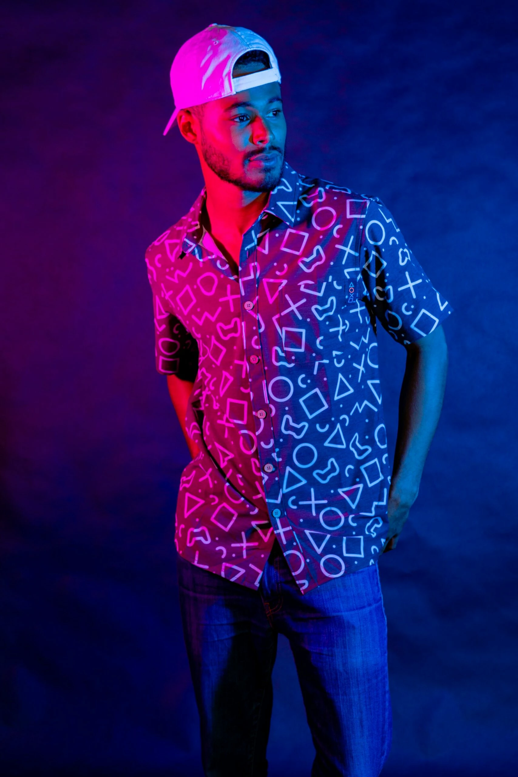 The Loading Screen | Black And White Button-Up Shirt Inspired By Playstation 5 The Loading Screen | Black And White Button-Up Shirt Inspired By Playstation - Image 3