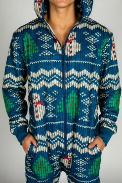 The Eggnog Aficionado | Blue Snowman Print Christmas Onesie -US Clothing Sales Store 20200911 XmasCatalog EY4A5518
