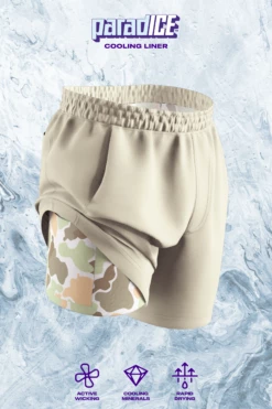 The Lieutenant | Khaki And Camo Ball Hammock® 5 Inch Athletic Shorts