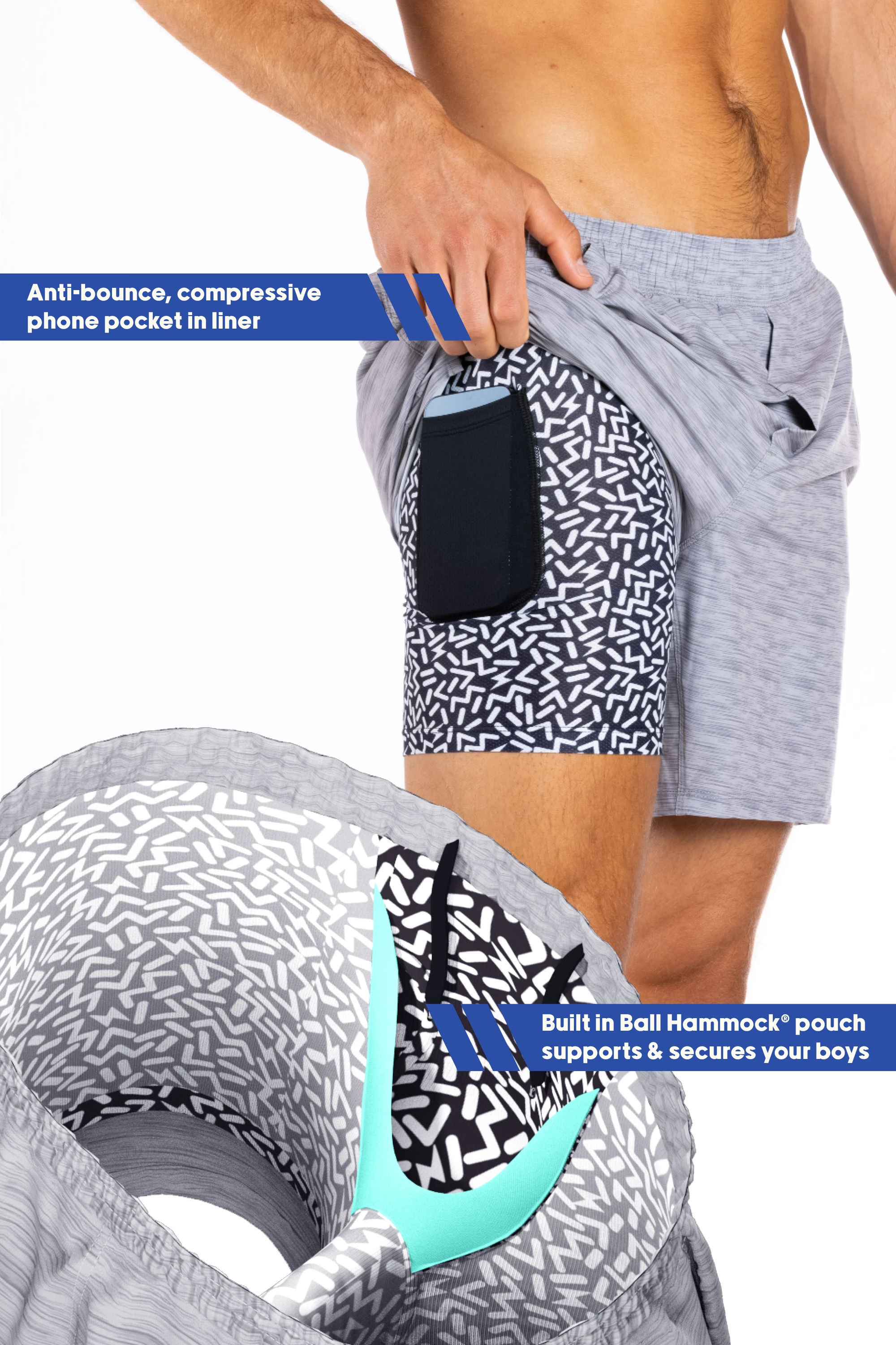 The Junk Trunks | Grey Ball Hammock® 9 Inch Athletic Shorts 5 The Junk Trunks | Grey Ball Hammock® 9 Inch Athletic Shorts - Image 3