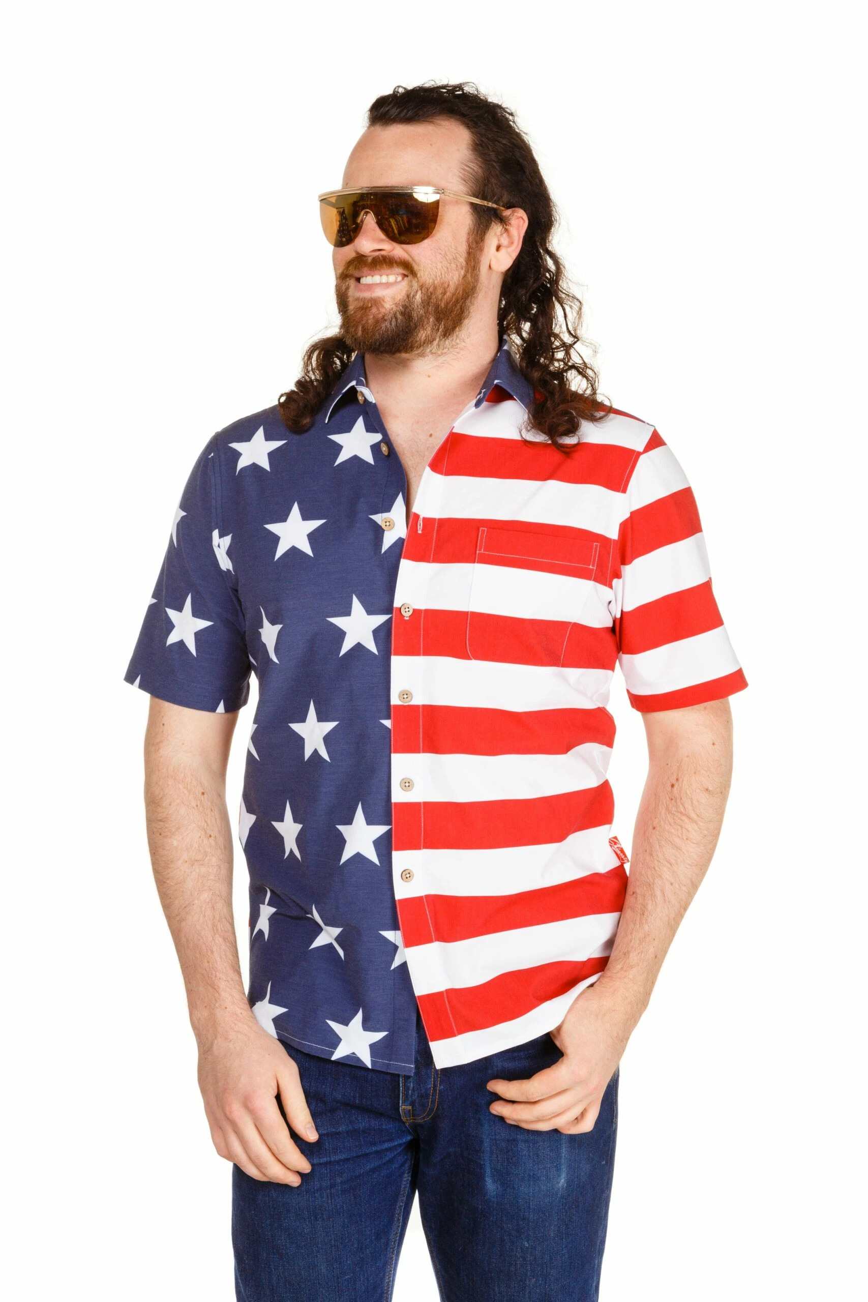 The Johnny Adams | Men's American Flag Stretch Hawaiian Shirt 11 The Johnny Adams | Men's American Flag Stretch Hawaiian Shirt - Image 9