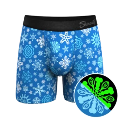 The Melt In Your Mouth | Glow In The Dark Naughty Snowflakes Ball Hammock® Pouch Underwear With Fly