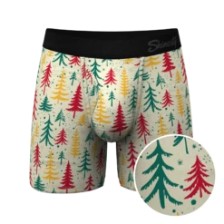 The Pine Tree Playboy | Retro Christmas Trees Ball Hammock® Pouch Underwear With Fly