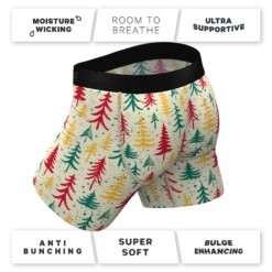 The Pine Tree Playboy | Retro Christmas Trees Ball Hammock® Pouch Underwear With Fly -US Clothing Sales Store PineTreePlayboyRetroChristmasTreesWFly4