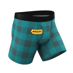 The Plaid And Simple | Green Buffalo Check Ball Hammock® Pouch Underwear With Fly -US Clothing Sales Store PlaidandSimpleBoxerwFly3