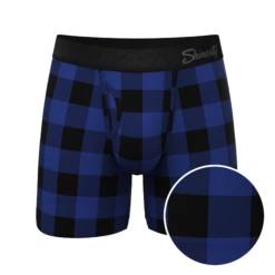 The Precious Plums | Blue Plaid Ball Hammock® Pouch Underwear With Fly