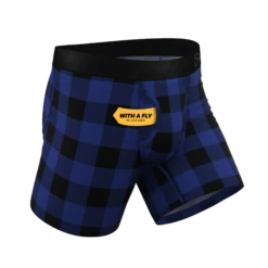 The Precious Plums | Blue Plaid Ball Hammock® Pouch Underwear With Fly -US Clothing Sales Store PreciousPlumsBluePlaidBxWFly3
