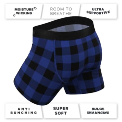 The Precious Plums | Blue Plaid Ball Hammock® Pouch Underwear With Fly -US Clothing Sales Store PreciousPlumsBluePlaidBxWFly4