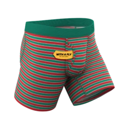 The Stripe Club | Christmas Striped Ball Hammock® Pouch Underwear With Fly -US Clothing Sales Store StripeClubChristmasStripedBoxerWithFly3