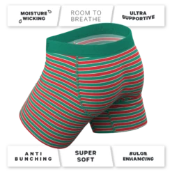 The Stripe Club | Christmas Striped Ball Hammock® Pouch Underwear With Fly -US Clothing Sales Store StripeClubChristmasStripedBoxerWithFly4