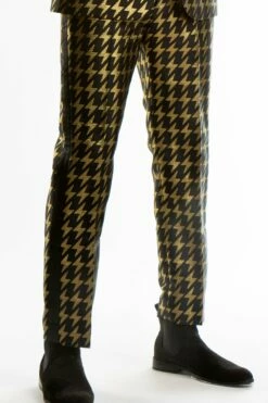 The Caviar And Cocktails | Gold Jacquard Black Label Suit Pants