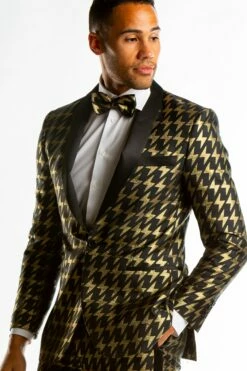 The Caviar And Cocktails | Gold Jacquard Black Label Suit -US Clothing Sales Store TheCaviarandCocktialsPB2600 3