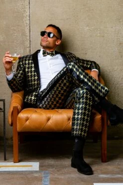 The Caviar And Cocktails | Gold Jacquard Black Label Suit -US Clothing Sales Store TheCaviarandCocktialsPB2600 6