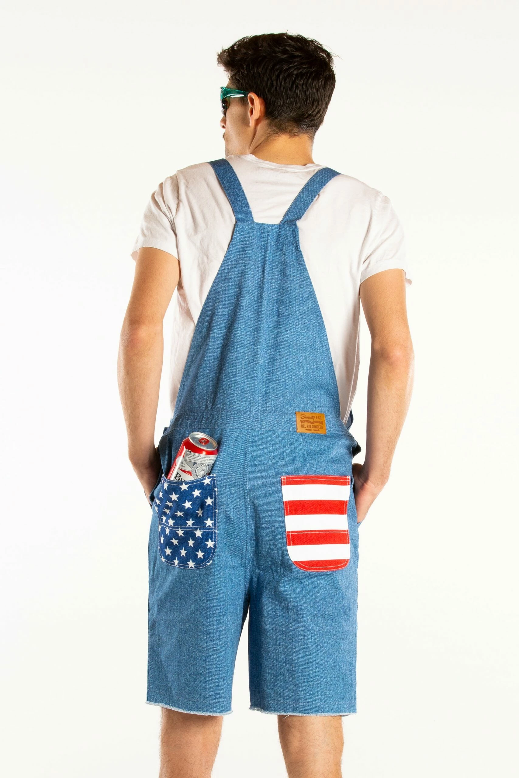 The Chattahoochees | Denim American Flag Short Overalls 5 The Chattahoochees | Denim American Flag Short Overalls - Image 3