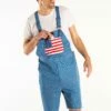 The Chattahoochees | Denim American Flag Short Overalls -US Clothing Sales Store TheChattahoochees10087 0272 3