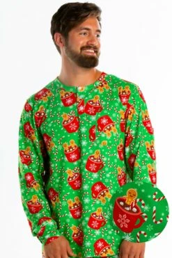 The Hot Cocoa-cuzzi | Mens Gingerbread Pajama Top