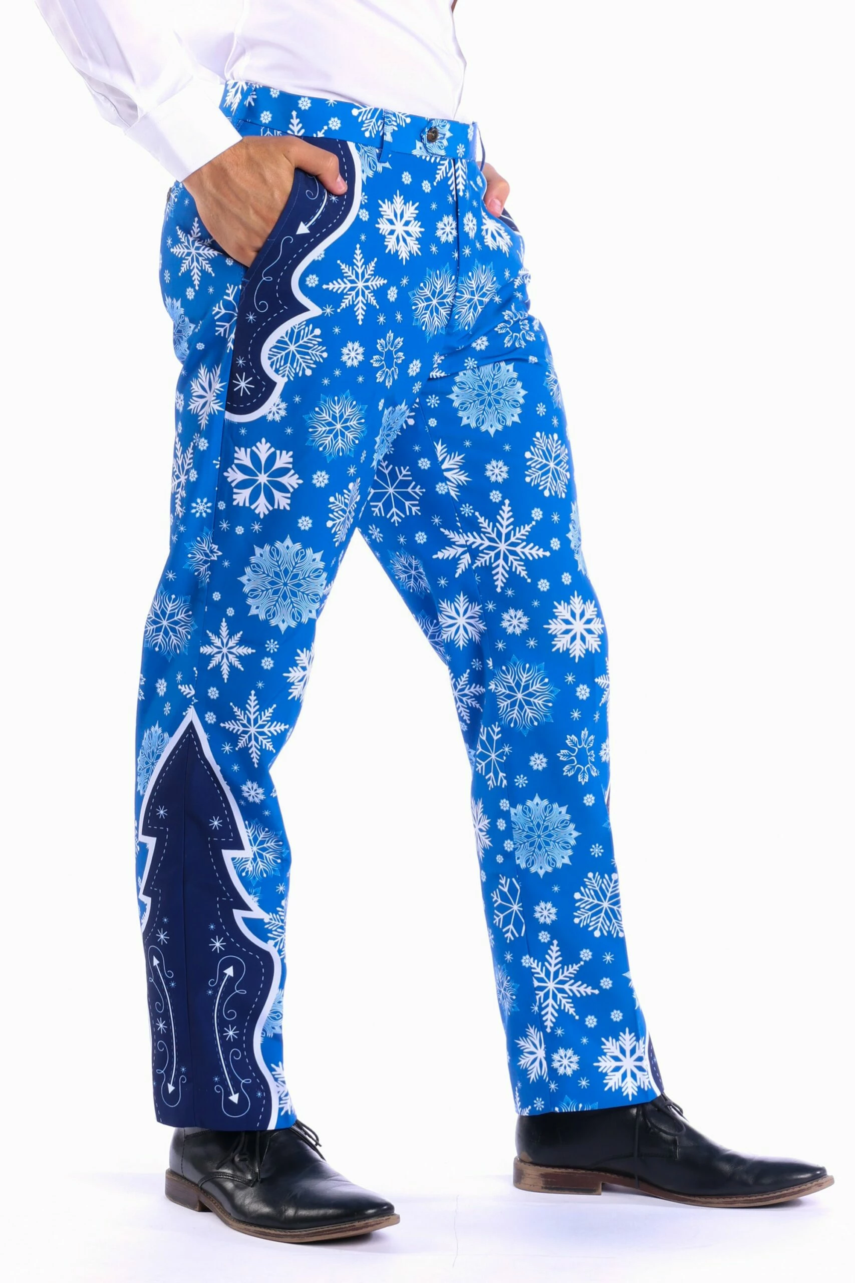 The Ice Never Melts | Blue Snowflake Christmas Suit Pants 3 The Ice Never Melts | Blue Snowflake Christmas Suit Pants