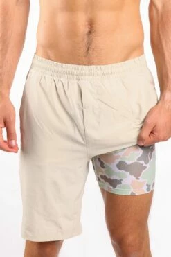 The Lieutenant | Khaki And Camo Ball Hammock® 9 Inch Athletic Shorts -US Clothing Sales Store TheLieutenant9in